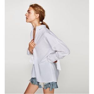 Zara Poplin shirt with bow